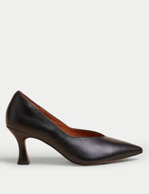 Leather Statement Pointed Court Shoes