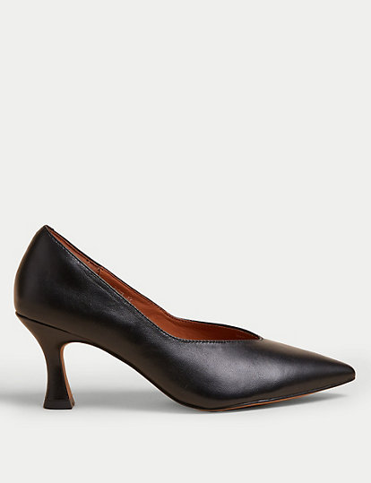Leather Statement Pointed Court Shoes