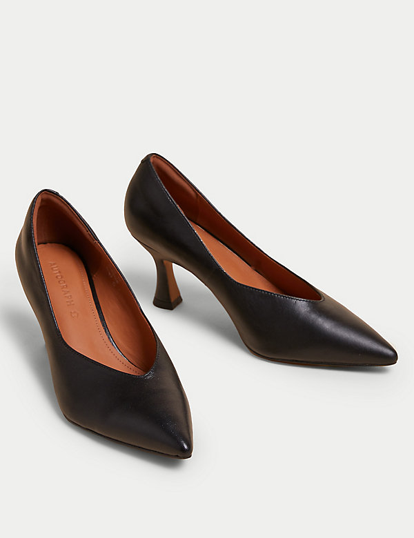 Leather Statement Pointed Court Shoes - BG