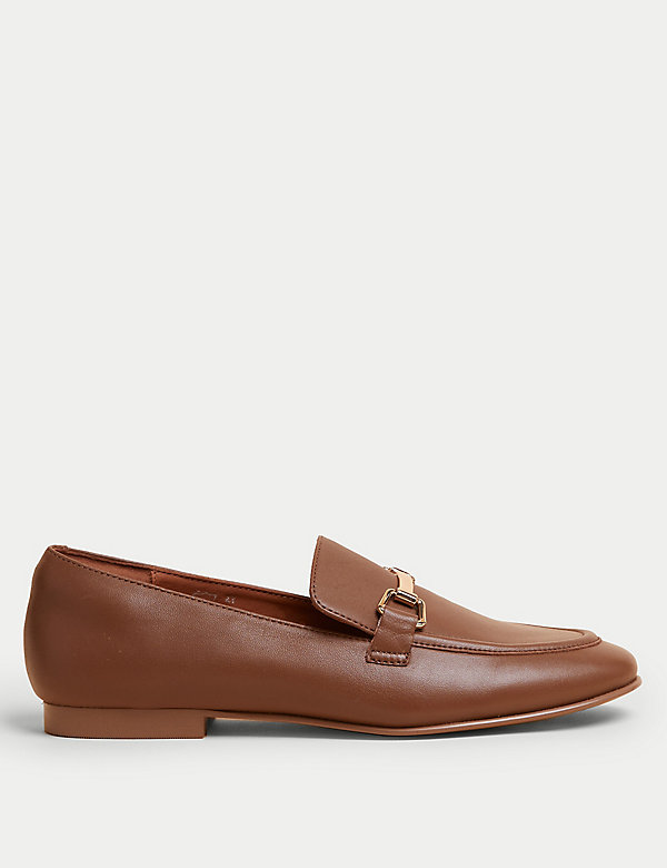 Leather Bar Trim Flat Loafers