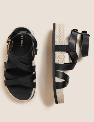 

Womens Per Una Leather Buckle Ankle Strap Sandals - Black, Black