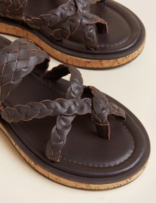 

Womens Per Una Leather Woven Strappy Sandals - Espresso, Espresso