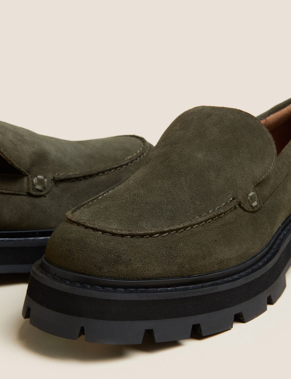 Suede Stain Resistant Block Heel Loafers image 2