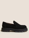 Suede Stain Resistant Block Heel Loafers