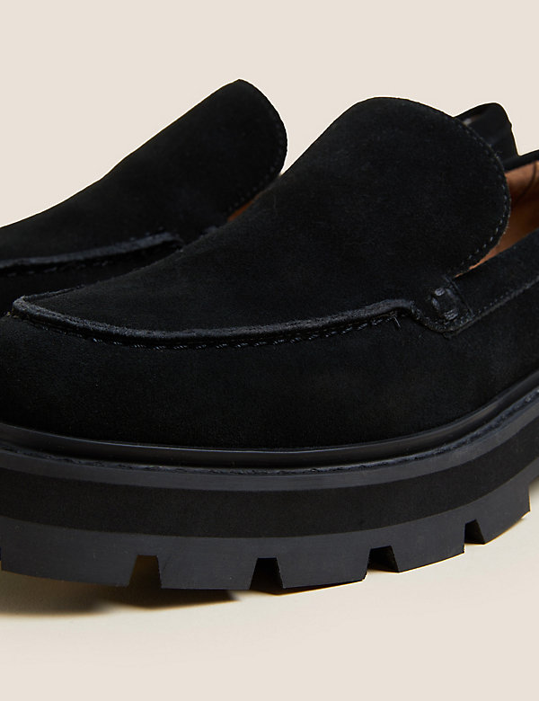 Suede Stain Resistant Block Heel Loafers - NZ