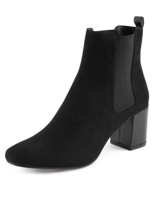 gabeena leather block heel chelsea boot