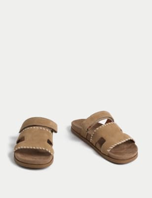 Suede Footbed Sandals