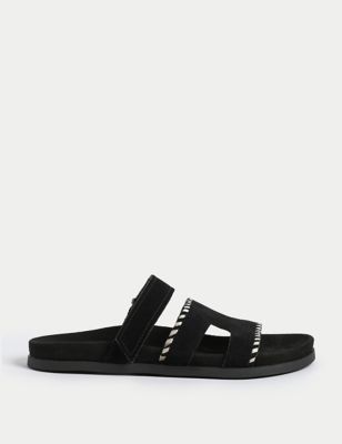 M&S Womens Suede Footbed Sandals - 3 - Black, Black