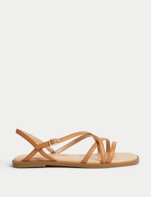 M&S Womens Strappy Flat Sandals - 4 - Tan, Tan,Black,Gold