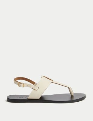 Leather Ankle Strap Toe Thong Sandals