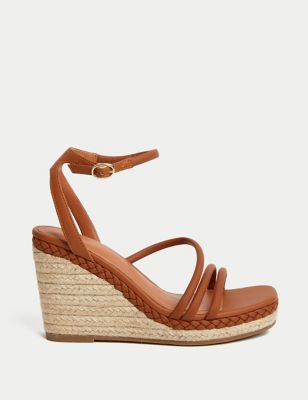 Buckle Strappy Wedge Espadrilles - HK