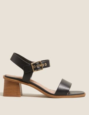 Wide Fit Ankle Strap Block Heel Sandals