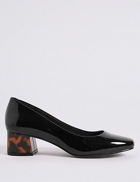 Wide Fit Block Heel Court Shoes | M&S Collection | M&S