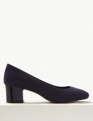 

Womens M&S Collection Wide Fit Block Heel Court Shoes - Navy, Navy