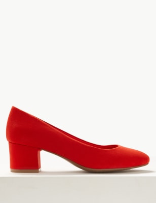 Wide Fit Block Heel Court Shoes