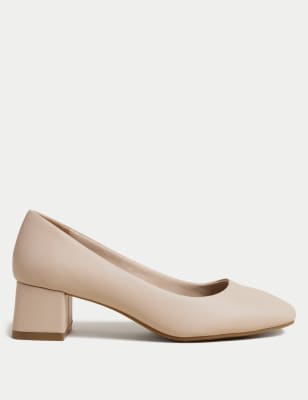 

Womens M&S Collection Wide Fit Block Heel Square Toe Shoes - Opaline, Opaline