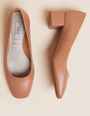 

Womens M&S Collection Schuhe mit Blockabsatz und eckiger Spitze in weiter Passform - Rich Amber, Rich Amber