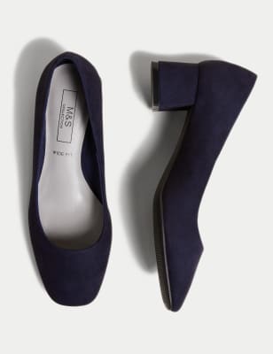 Glam Block Heel Sandals In Wide Width In Kid Suede - Navy Blue