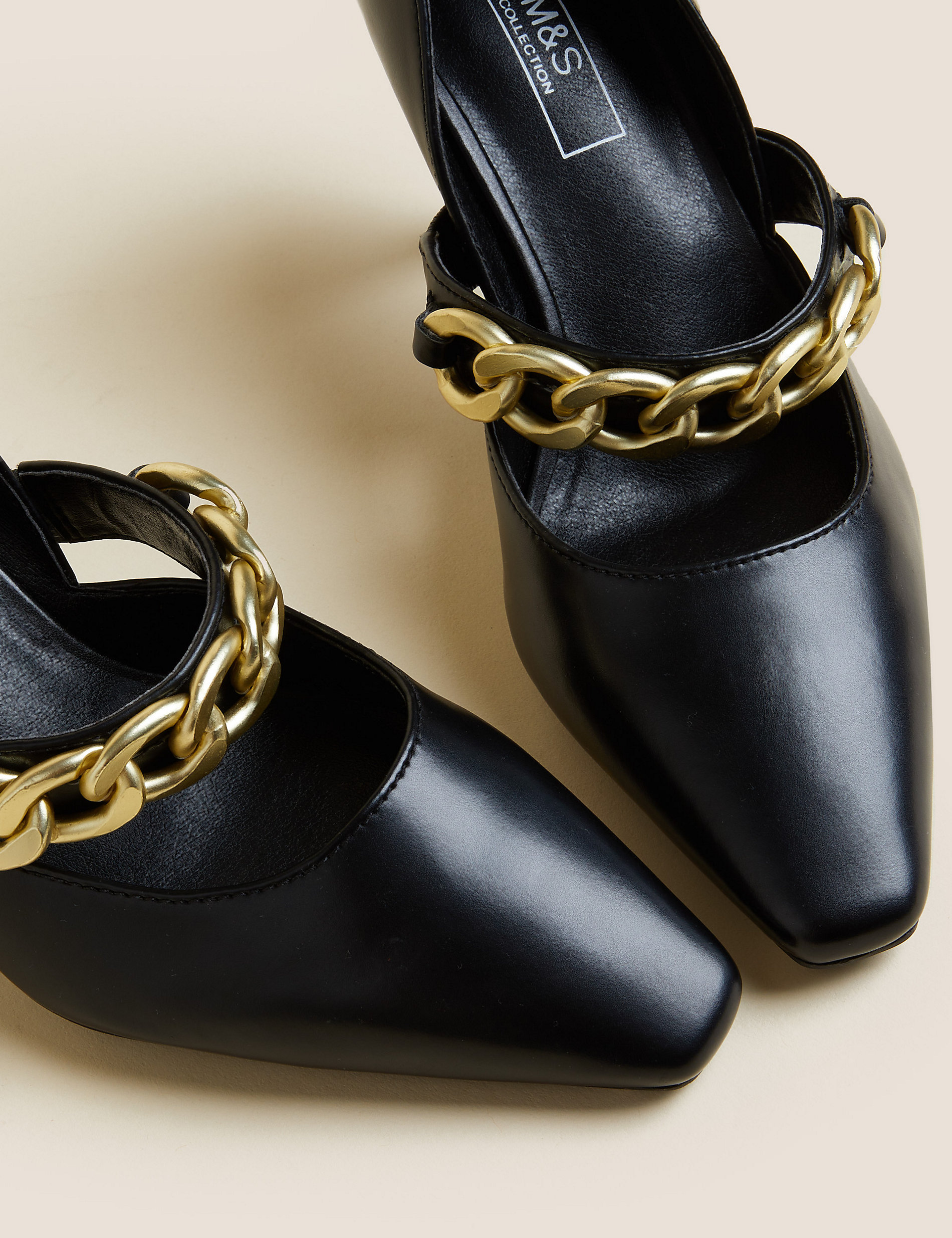 Wide Fit Chain Detail Stiletto Heel Heels