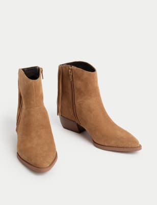 Suede Cowboy Block Heel Pointed Boots 6 of 6