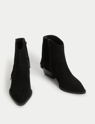 Suede Cowboy Block Heel Pointed Boots 3 of 6