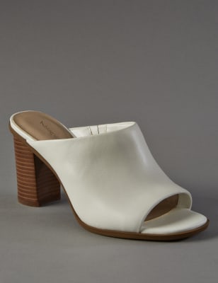 block heel leather mules