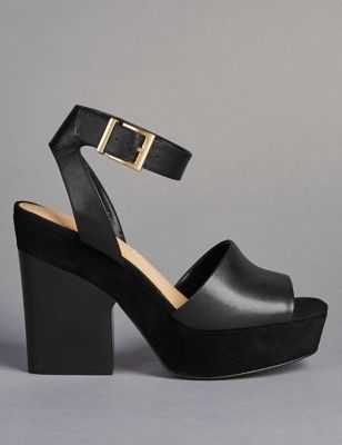 Leather Block Heel Sandals with Insolia® | Autograph | M&S