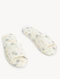 Palm Print Open Toe Mule Slippers