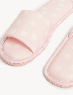 

Womens M&S Collection Polka Dot Open Toe Mule Slippers - Light Pink, Light Pink