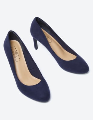 M&S Womens Stiletto Heel Court Shoes - 7.5 - Navy, Navy