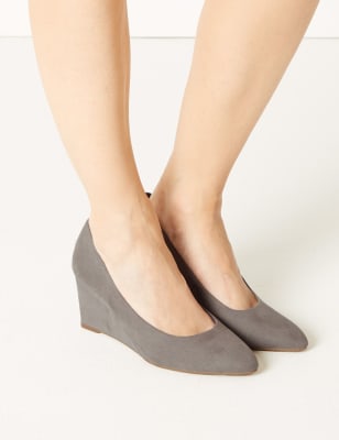 Grey wedge pumps new arrivals