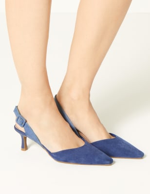 Navy kitten heel slingback on sale shoes