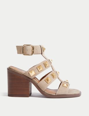 

M&S Collection Sandalias romanas de ante con tachuelas de tacón en bloqueWomens - Dark Sand, Dark Sand