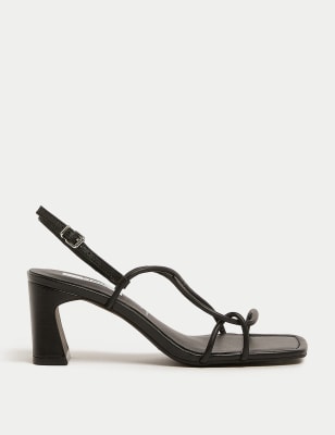 M&S Women's Leather Strappy Statement Sandals - 3 - Black, Black