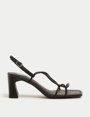 M&S Womens Leather Strappy Statement Sandals - 3 - Black, Black
