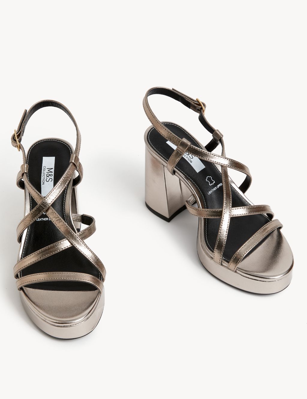 Metallic Strappy Platform Sandals image 2