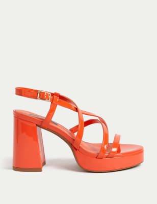 

Womens M&S Collection Metallic Strappy Platform Sandals - Tangerine, Tangerine