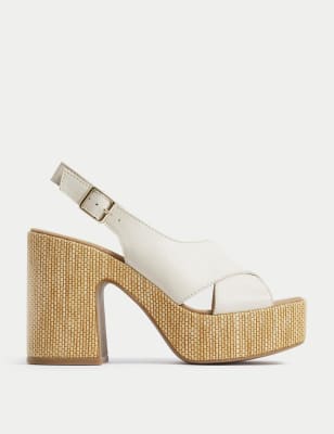 

Womens M&S Collection Leather Crossover Platform Sandals - Ivory, Ivory