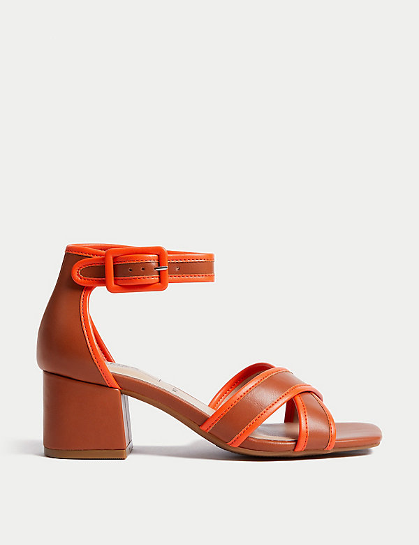Wide Fit Ankle Strap Block Heel Sandals - IS