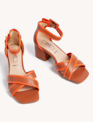 Wide Fit Ankle Strap Block Heel Sandals