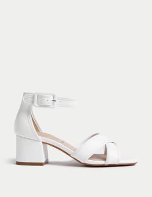 

Womens M&S Collection Sandalen mit weiter Fußbreite, Knöchelriemen und Blockabsatz - White Mix, White Mix