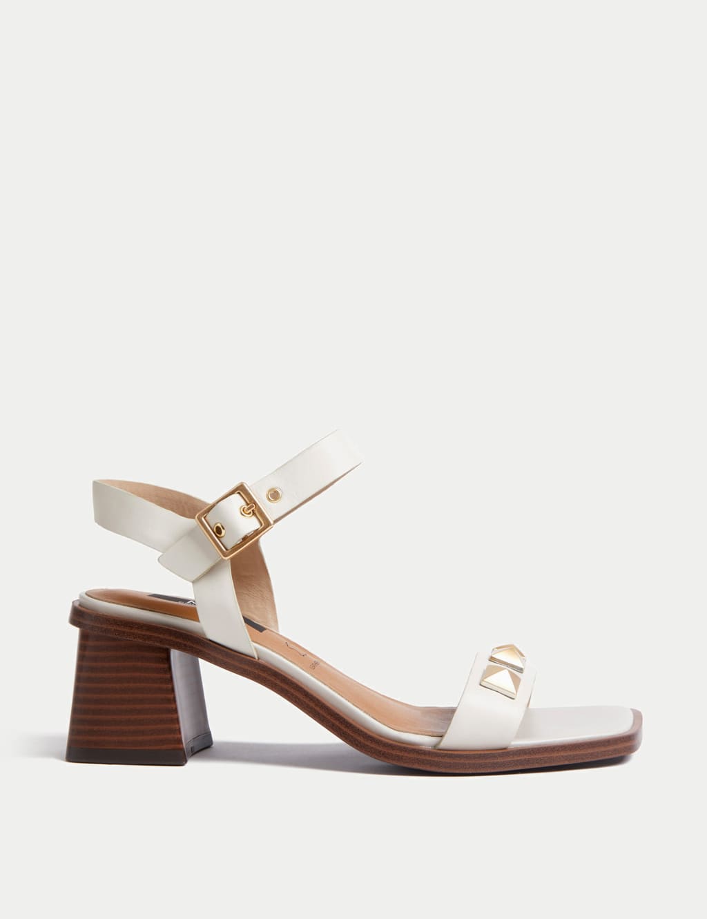 Leather Studded Block Heel Sandals image 1
