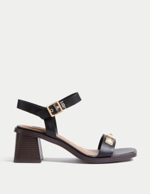 

M&S Collection Sandalias de piel con tacón en bloque y tachuelasWomens - Black Mix, Black Mix