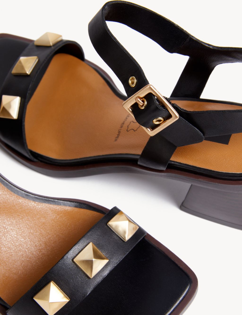 Leather Studded Block Heel Sandals image 2