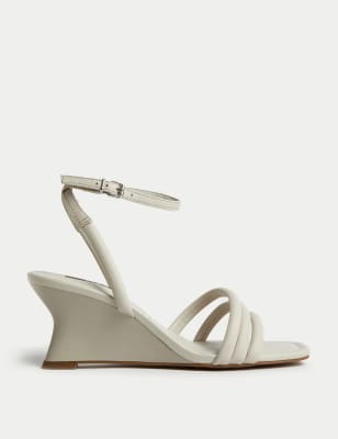 Buckle Strappy Wedge Sandals - PL