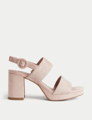 

Womens M&S Collection Wide Fit Suede Platform Block Heel Sandals - Blush, Blush