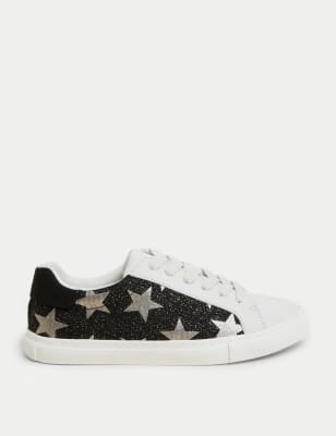

Womens M&S Collection Lace Up Star Print Trainers - Black Mix, Black Mix