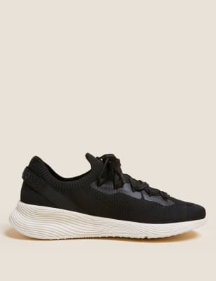 

Womens GOODMOVE Knitted Lace Up Trainers - Black, Black
