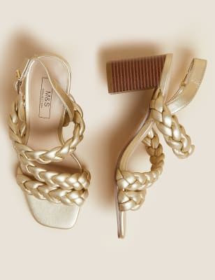 

Womens M&S Collection Flechtsandalen mit Blockabsatz - Gold, Gold