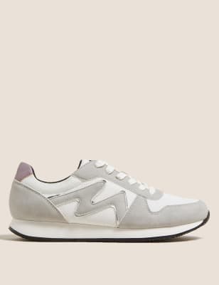 

Womens M&S Collection Schnürturnschuhe mit Detail an der Seite - White Mix, White Mix